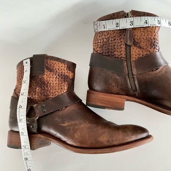 Sonora Isabella Leather Western Distressed Ankle Boots Brown 10 - Picture 5 of 12